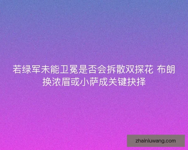 若绿军未能卫冕是否会拆散双探花 布朗换浓眉或小萨成关键抉择