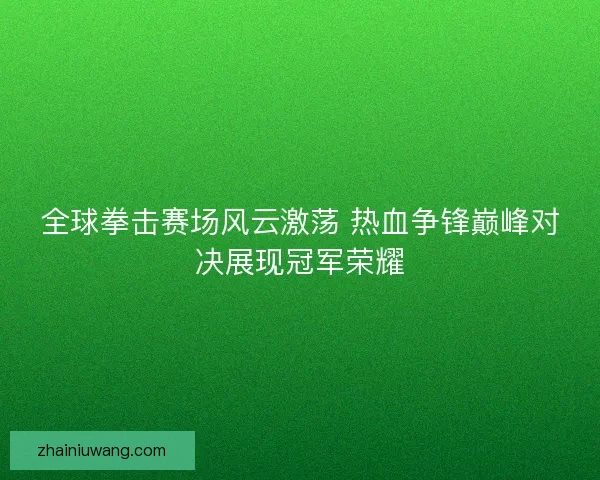 全球拳击赛场风云激荡 热血争锋巅峰对决展现冠军荣耀