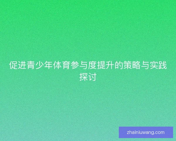 促进青少年体育参与度提升的策略与实践探讨