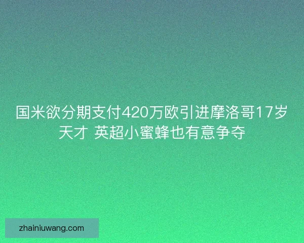 国米欲分期支付420万欧引进摩洛哥17岁天才 英超小蜜蜂也有意争夺
